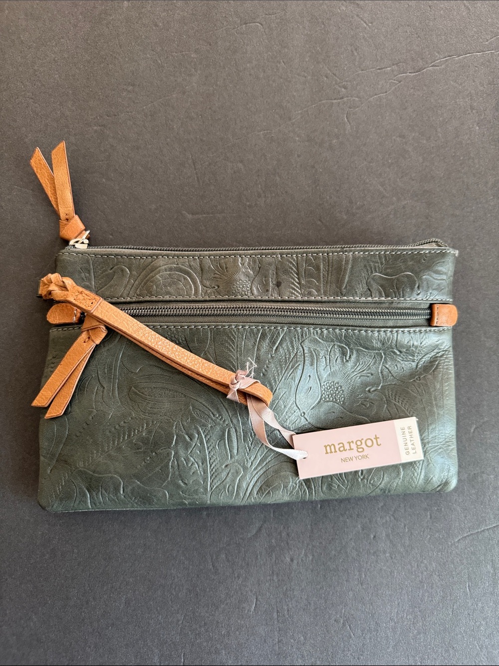 New Margot New York Olive Leather Pouch